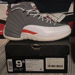 Air Jordan 12 Retro Gray and White Sneakers